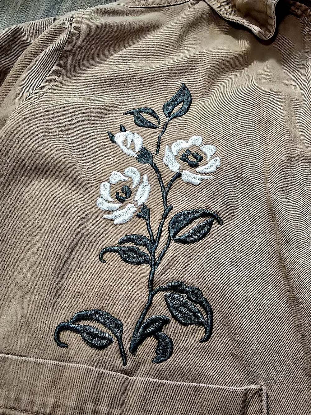 PacSun Women's Embroidered Floral Utility Jacket - Brown